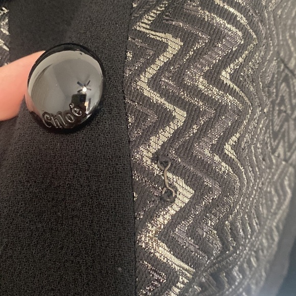 Chloe Metallic Chic Fall Black Blazer Jacket - Picture 10 of 11